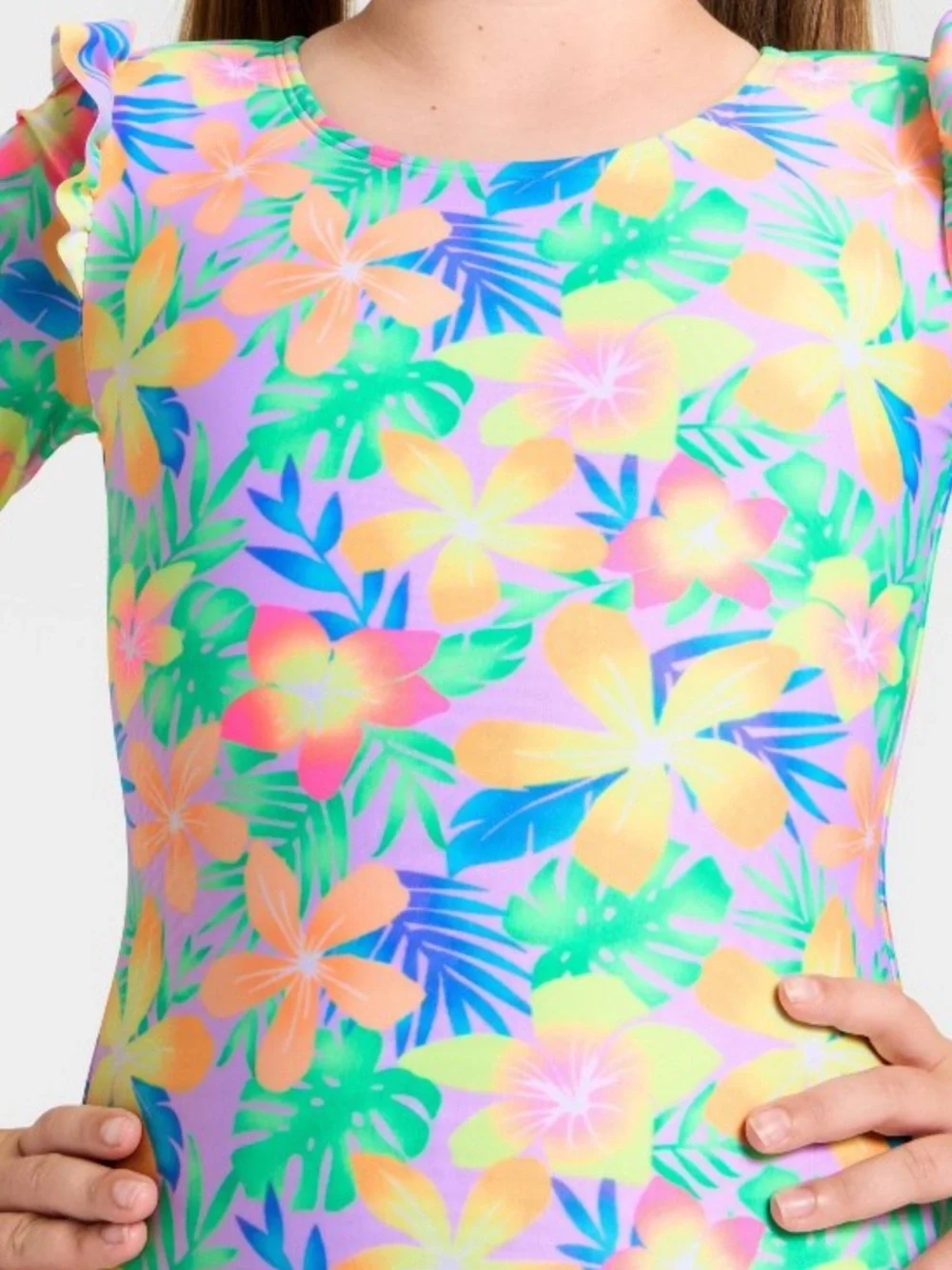 Cat & Jack Girls' Dreamy Floral Tropical One Piece Swimsuit - Multicolor L